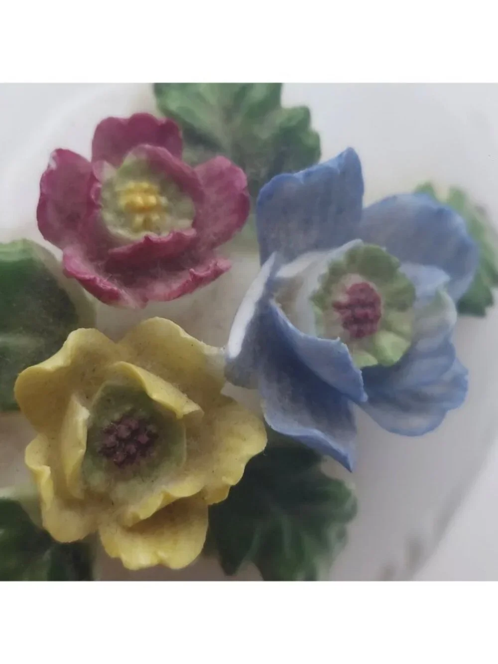 Vintage Towle Fine Bone China Egg Shaped Trinket Dish With Capodimonte Flowers